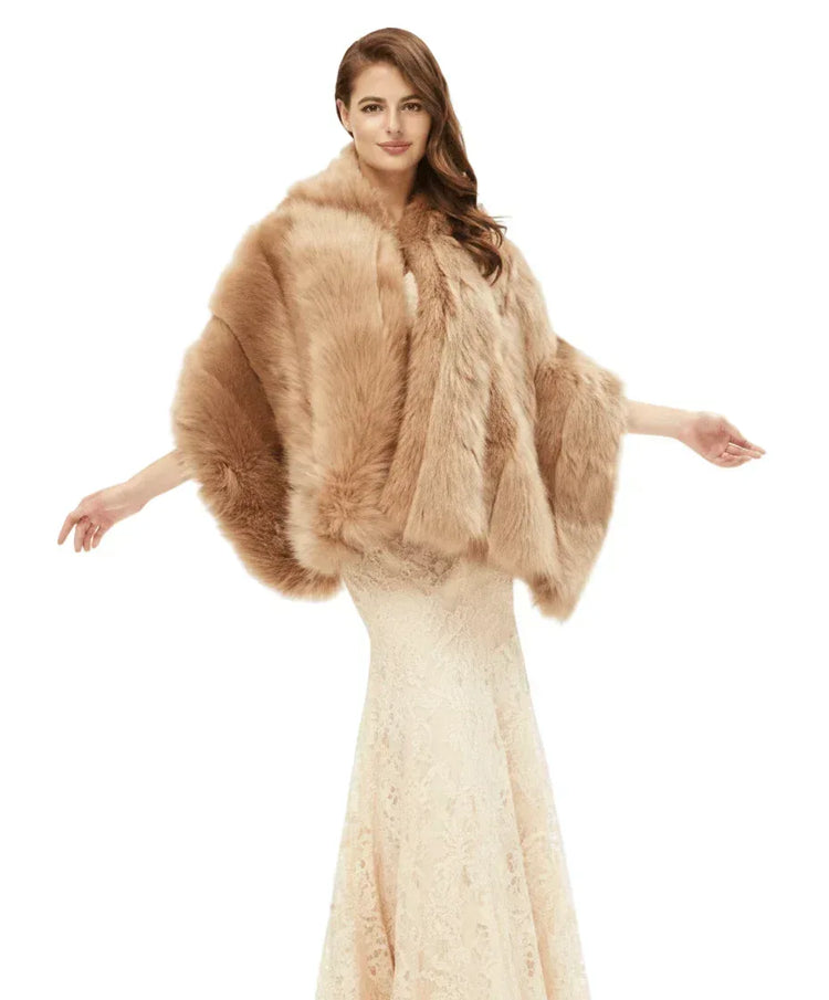 Elegant Formal Dress With Shawl for Women in Brown Cotton – Perfect for Autumn and Winter - Allen-Fitness