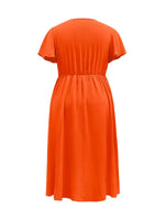 Elegant Plus Size Flutter Sleeve Dress with Surplice Neckline - Perfect for Any Occasion - Allen-Fitness