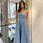 Elegant Summer Dress: Solid Color Sleeveless Backless Tube Top Maxi Dress for Women - Allen-Fitness
