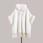 Elegant White Buckle Hooded Hanfu Shawl Cloak with Twill Rabbit Fur and Tassel Details - Allen-Fitness
