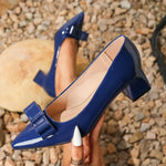 Elegant Wine Red Bowknot High Heel Shoes in Patent Leather for Women - Sizes 36 to 44 - Allen-Fitness