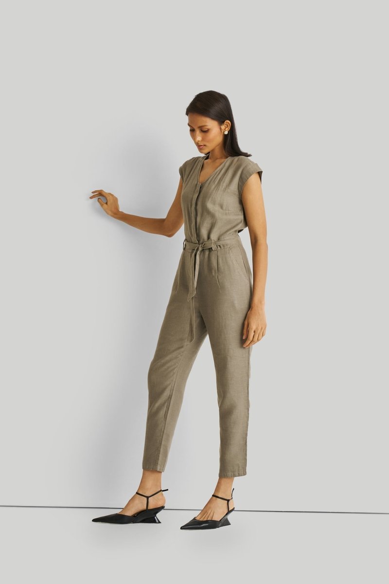 Evening Chai Jumpsuit in Dark Green - Allen - Fitness