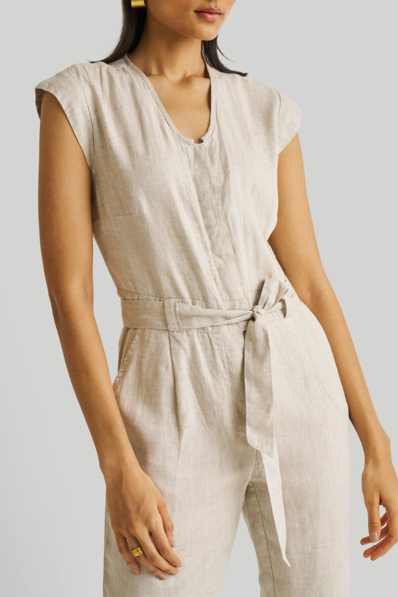 Evening Chai Jumpsuit in Light Beige - Allen - Fitness
