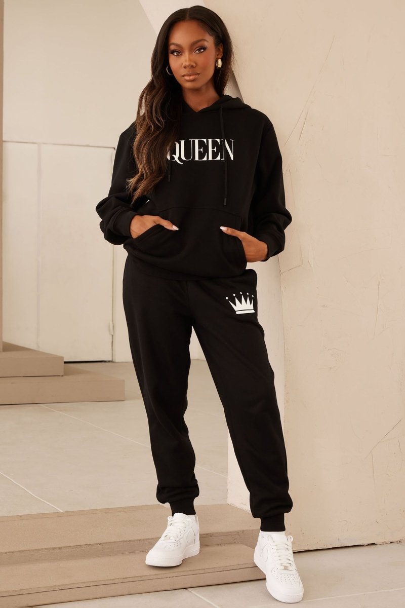 Woman wearing a black &