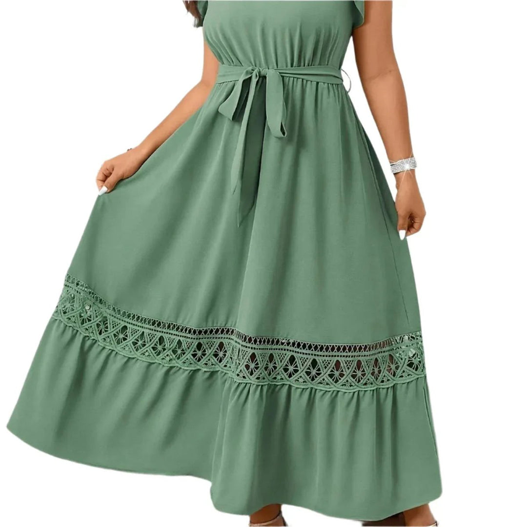 Fashion Casual Temperament Dress with Ruffle Sleeves, V-Neck, and Elegant Trapeze Hem - Allen-Fitness