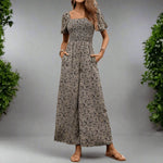Fashion Commuting Style Jumpsuit for Women - Printed Wide-Leg Pants in Apricot, S-XL - Allen-Fitness