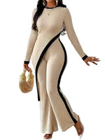 Fashionable Long Sleeve Contrasting Side Split Shirt for Stylish Comfort - Off-White - Allen-Fitness