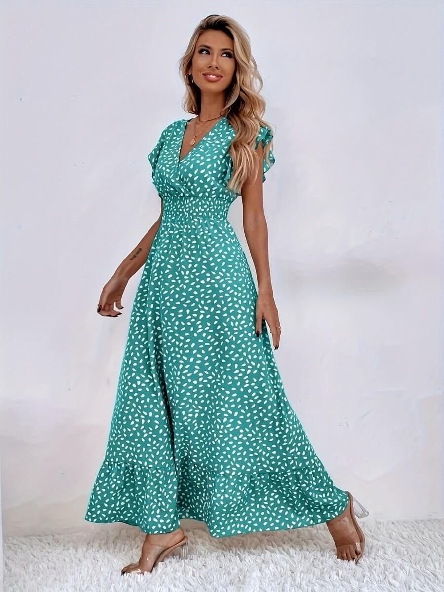 Floral Jumpsuit for Women - Versatile Printed Design with Pleated Skirt, Sizes S-XXL - Allen-Fitness