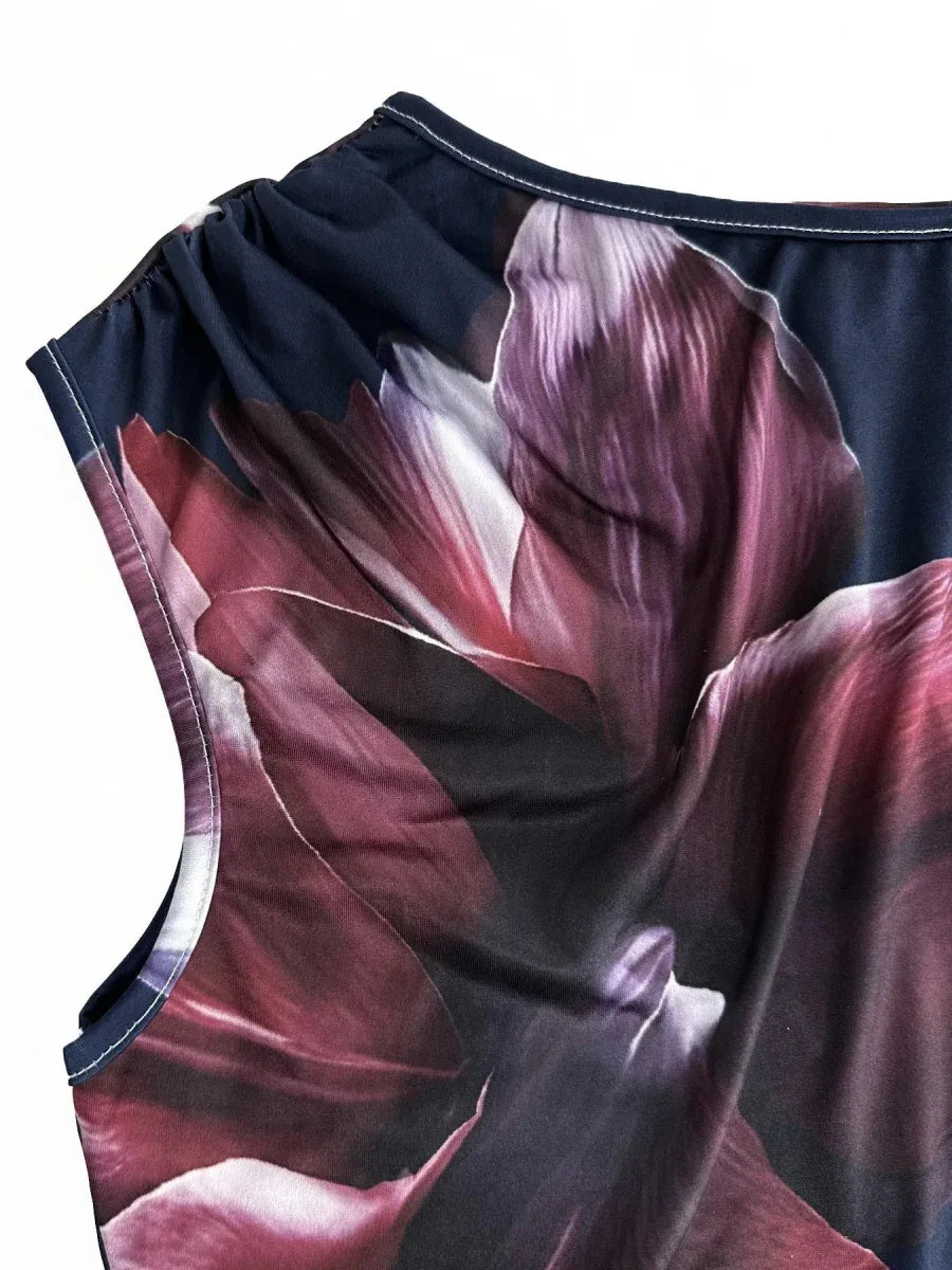 Floral Maxi Dress - Sleeveless Bodycon Style with Slight Stretch, Perfect for Any Occasion - Allen-Fitness