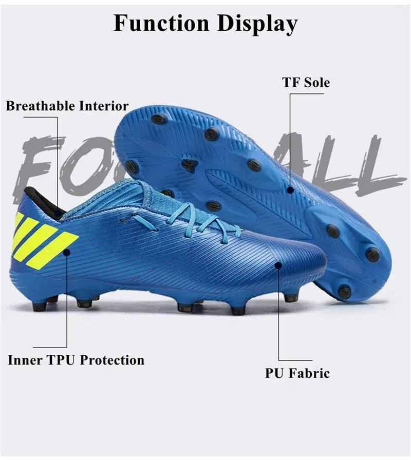 Football Boots Men Kids Adults TF/FG Ultralight Playing Field Train Soccer Shoes Low cut Cleats - Allen-Fitness