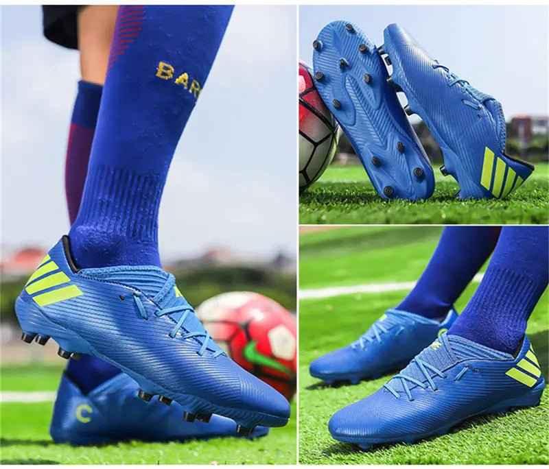 Football Boots Men Kids Adults TF/FG Ultralight Playing Field Train Soccer Shoes Low cut Cleats - Allen-Fitness