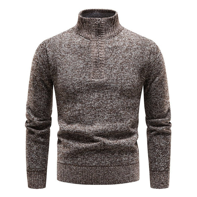 Foreign trade autumn and winter fleece-lined men's large size sweater half turtleneck sweater men's zipper sweater slim coat men - Premium Fitness & Activewear