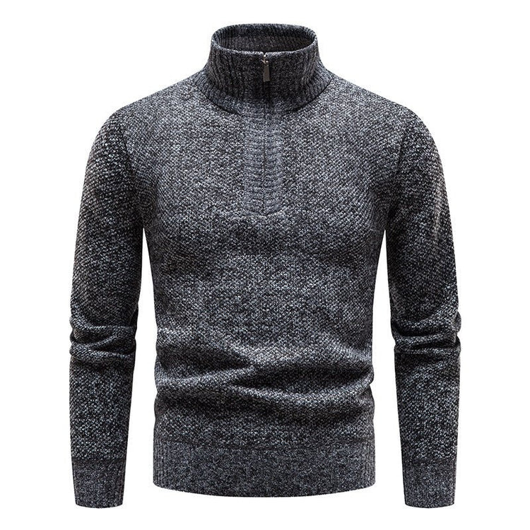 Foreign trade autumn and winter fleece-lined men's large size sweater half turtleneck sweater men's zipper sweater slim coat men - Premium Fitness & Activewear