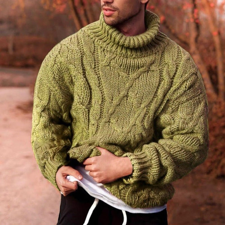 Foreign Trade Men's 2021 Cross-border Foreign Trade European and American Fashion Casual Twist Flower Men's Turtleneck Sweater Men's Sweater DY02 - Premium Fitness & Activewear