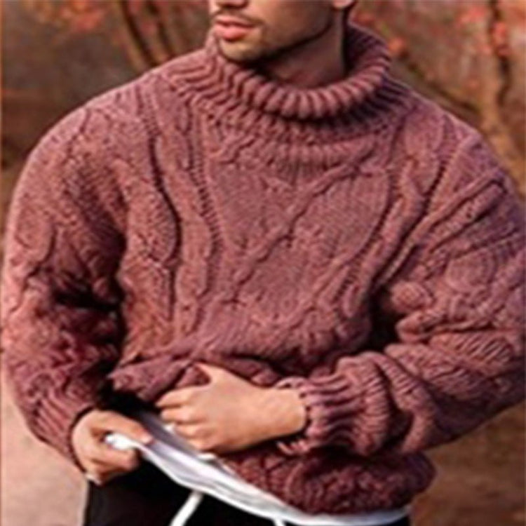 Foreign Trade Men's 2021 Cross-border Foreign Trade European and American Fashion Casual Twist Flower Men's Turtleneck Sweater Men's Sweater DY02 - Premium Fitness & Activewear