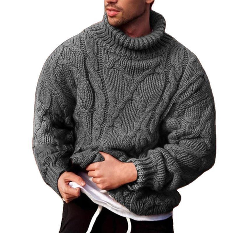Foreign Trade Men's 2021 Cross-border Foreign Trade European and American Fashion Casual Twist Flower Men's Turtleneck Sweater Men's Sweater DY02 - Premium Fitness & Activewear