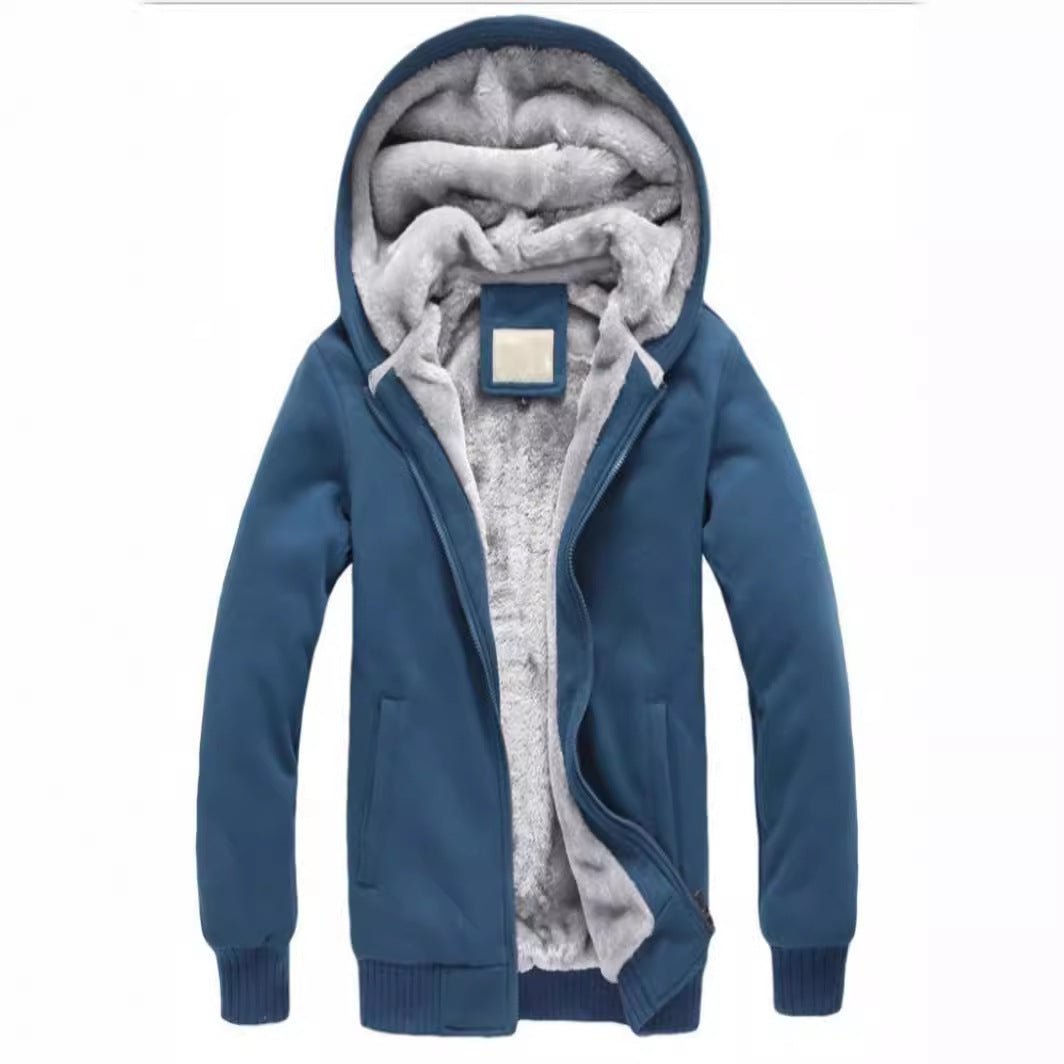 Foreign trade Men's sweater hooded autumn and winter men's baseball uniform men's Korean Sports Plus velvet padded men's coat - Premium Fitness & Activewear