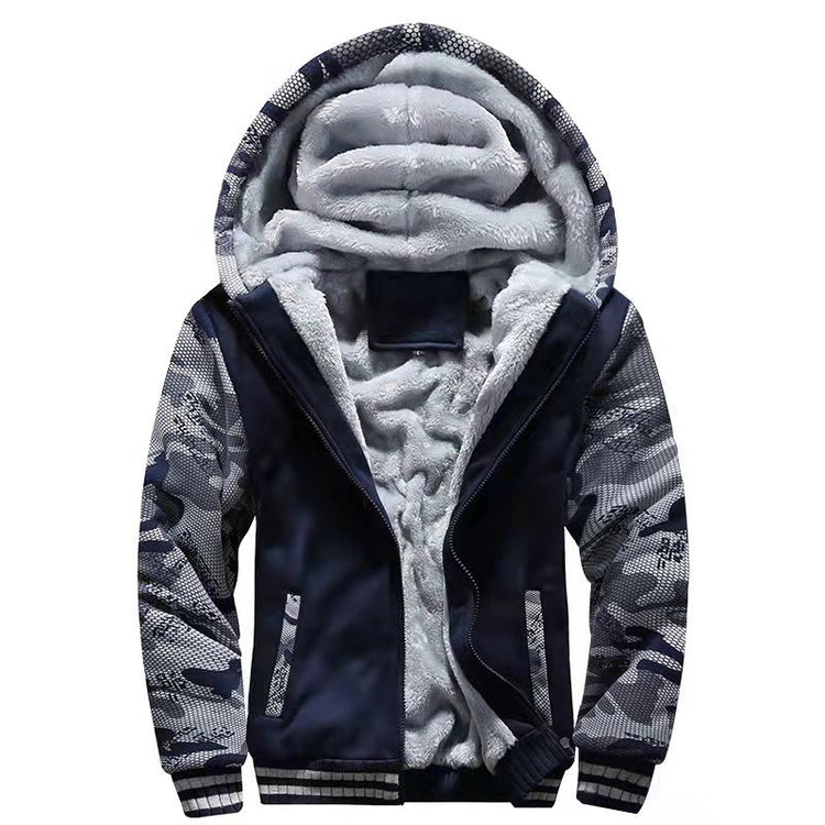 Foreign trade Men's sweater hooded autumn and winter men's baseball uniform men's Korean Sports Plus velvet padded men's coat - Premium Fitness & Activewear