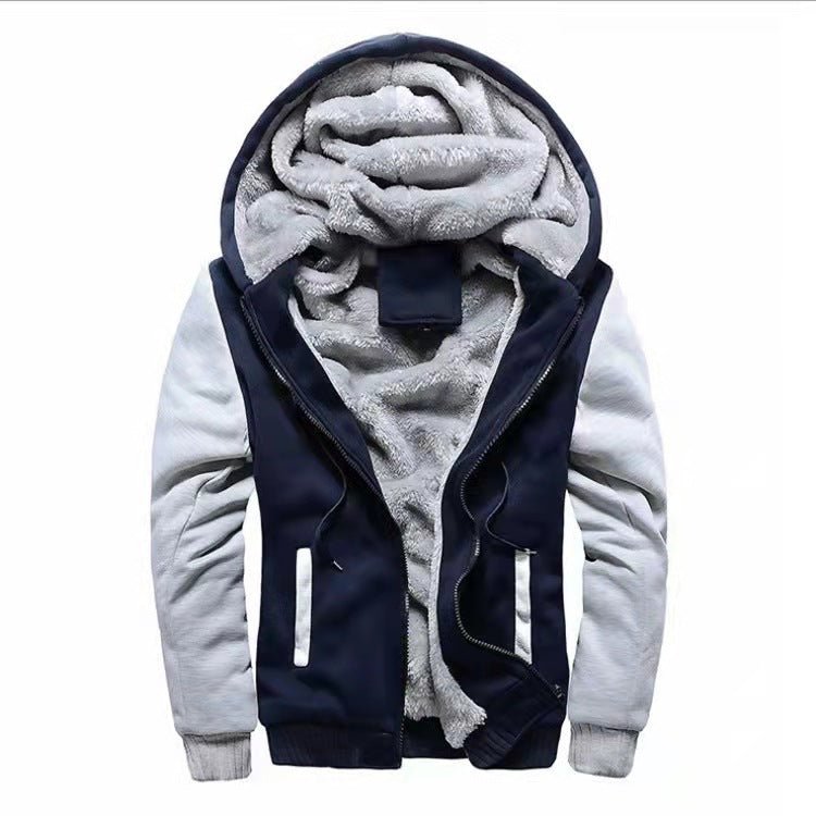 Foreign trade Men's sweater hooded autumn and winter men's baseball uniform men's Korean Sports Plus velvet padded men's coat - Premium Fitness & Activewear