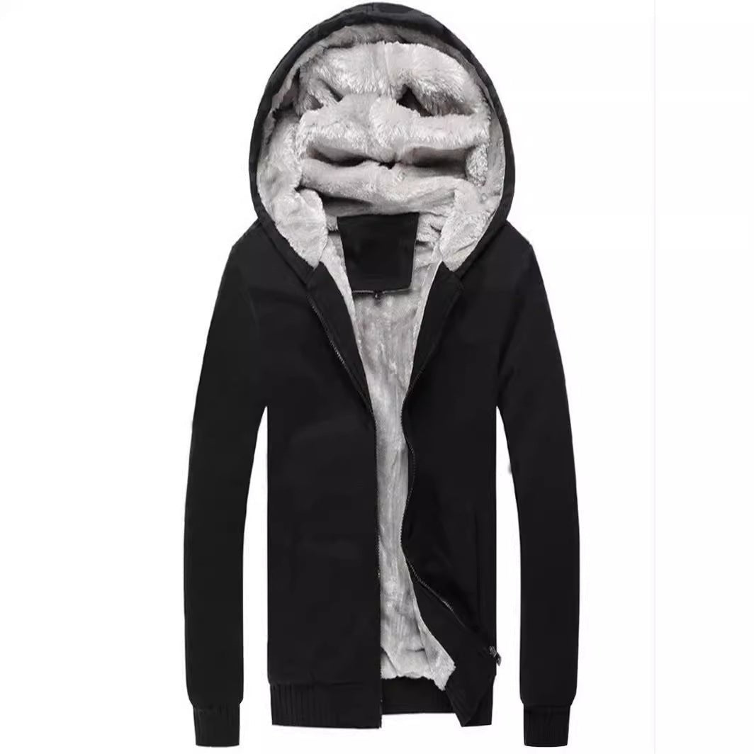 Foreign trade Men's sweater hooded autumn and winter men's baseball uniform men's Korean Sports Plus velvet padded men's coat - Premium Fitness & Activewear