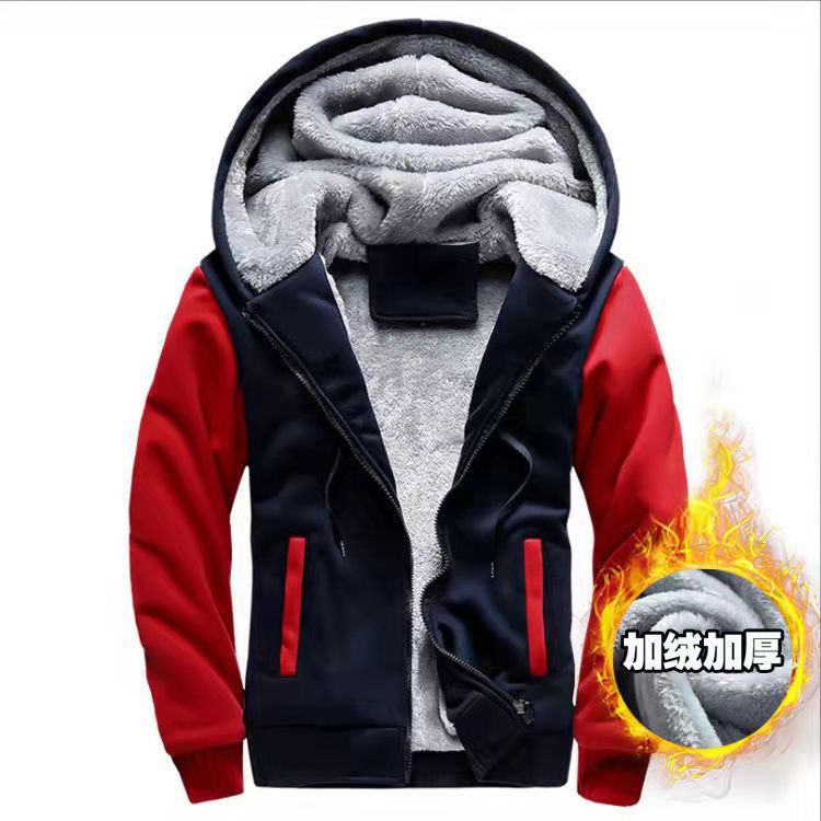 Foreign trade Men's sweater hooded autumn and winter men's baseball uniform men's Korean Sports Plus velvet padded men's coat - Premium Fitness & Activewear