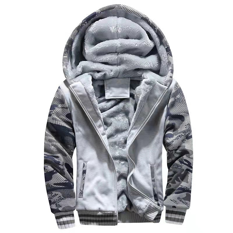 Foreign trade Men's sweater hooded autumn and winter men's baseball uniform men's Korean Sports Plus velvet padded men's coat - Premium Fitness & Activewear