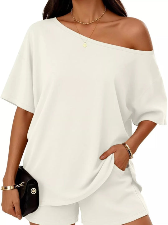 Full Size Boat Neck Tee and Shorts Set Plus Size - Allen Fitness | Running Shoes, Leggings &amp; Activewear UK