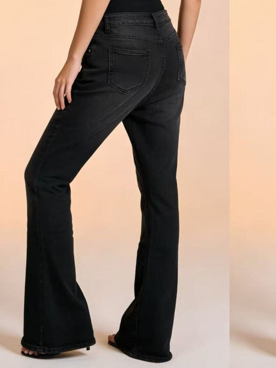 Full Size Vintage Wash High-Waisted Flare Jeans Plus Size - Allen Fitness | Running Shoes, Leggings &amp; Activewear UK