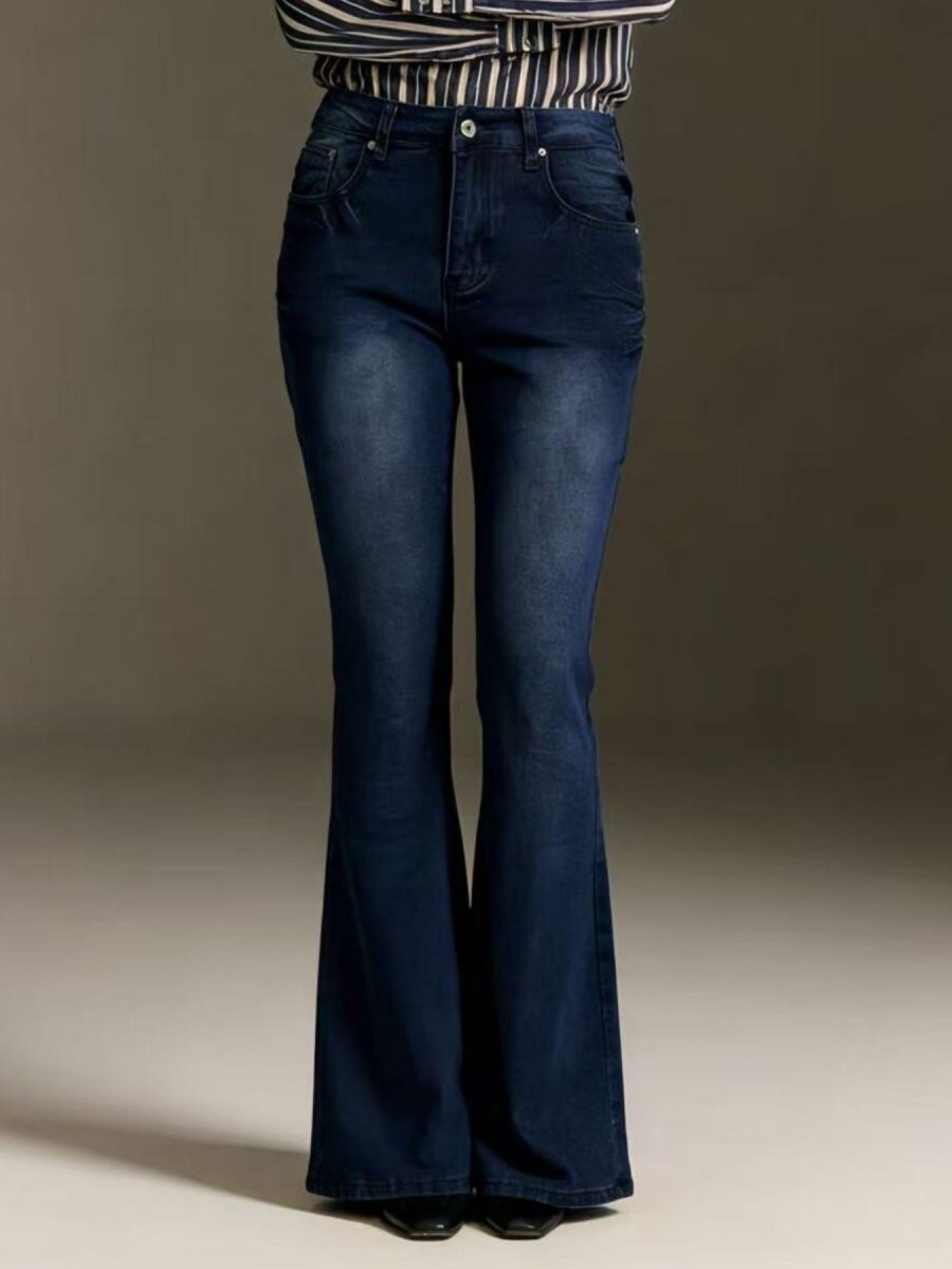 Full Size Vintage Wash High-Waisted Flare Jeans Plus Size - Allen Fitness | Running Shoes, Leggings &amp; Activewear UK
