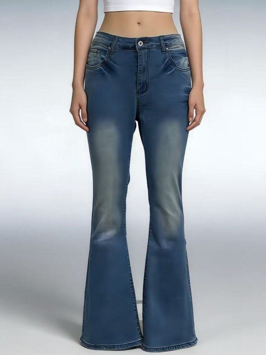 Full Size Vintage Wash High-Waisted Flare Jeans Plus Size - Allen Fitness | Running Shoes, Leggings &amp; Activewear UK