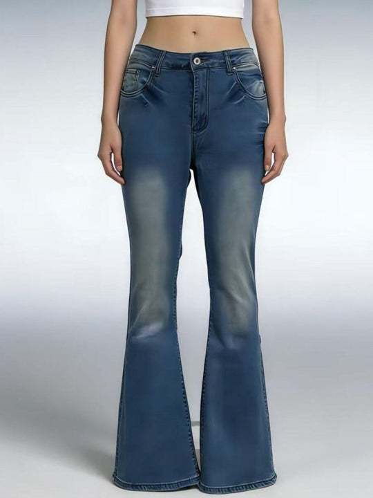 Full Size Vintage Wash High-Waisted Flare Jeans Plus Size - Allen Fitness | Running Shoes, Leggings &amp; Activewear UK
