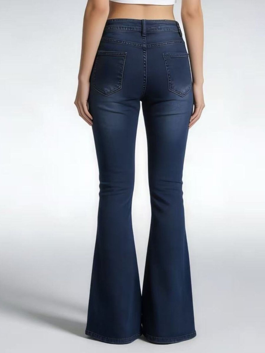 Full Size Vintage Wash High-Waisted Flare Jeans Plus Size - Allen Fitness | Running Shoes, Leggings &amp; Activewear UK