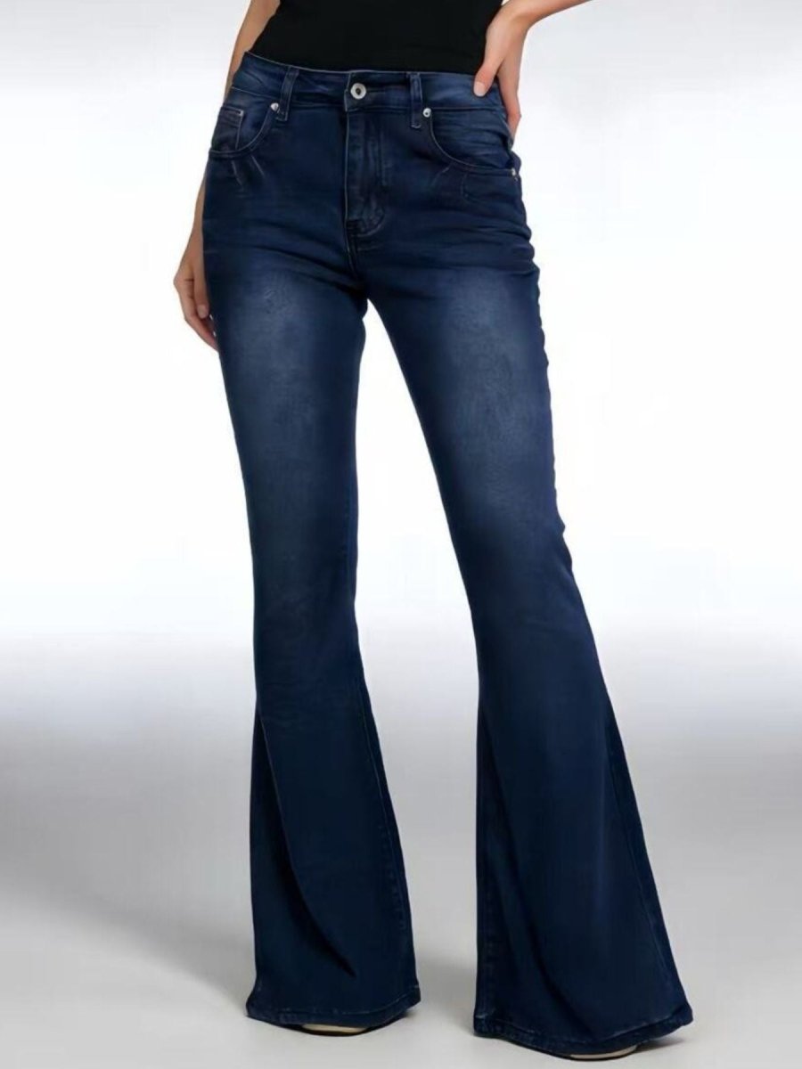 Full Size Vintage Wash High-Waisted Flare Jeans Plus Size - Allen Fitness | Running Shoes, Leggings &amp; Activewear UK