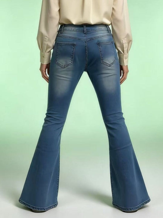 Full Size Vintage Wash High-Waisted Flare Jeans Plus Size - Allen Fitness | Running Shoes, Leggings &amp; Activewear UK