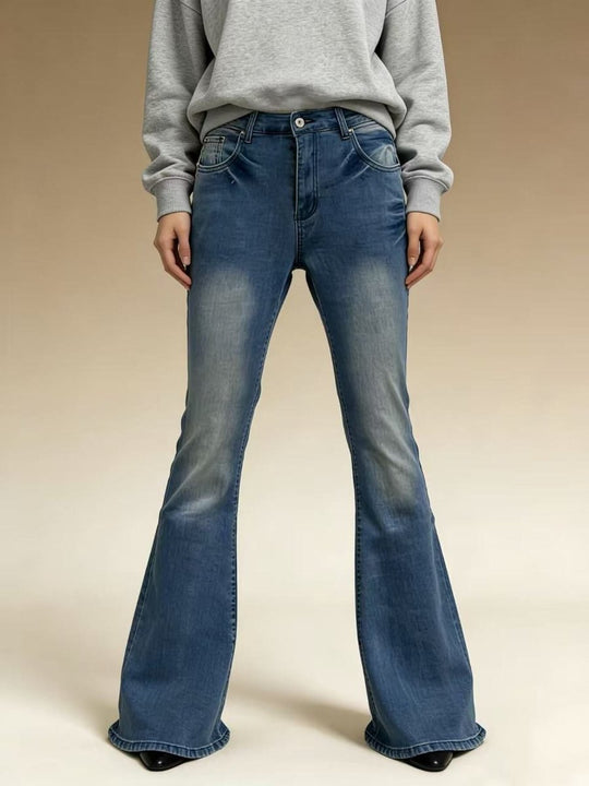 Full Size Vintage Wash High-Waisted Flare Jeans Plus Size - Allen Fitness | Running Shoes, Leggings &amp; Activewear UK