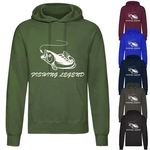Fishing Legend Hoodie with Comfy Fleece, Lined Hood, Pouch Pocket, and Ribbed Cuffs - Allen-Fitness