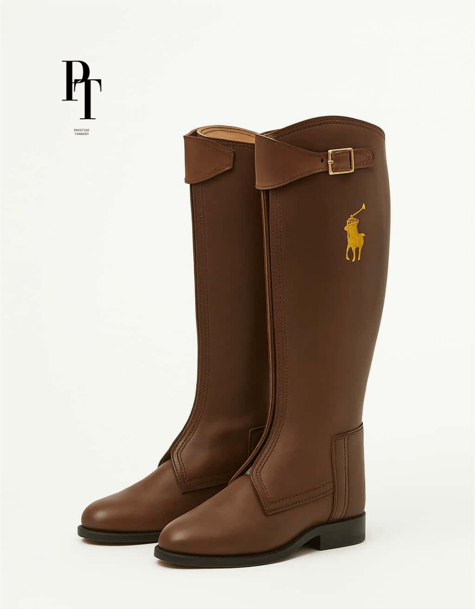 Golden Horse Edition Equestrian Fashion Boots - Custom Full - Grain Leather with Golden Emblem - Allen - Fitness