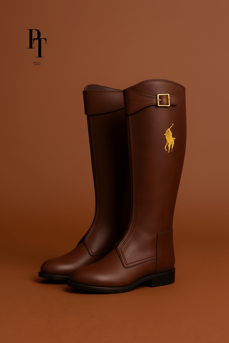 Golden Horse Edition Equestrian Fashion Boots - Custom Full - Grain Leather with Golden Emblem - Allen - Fitness