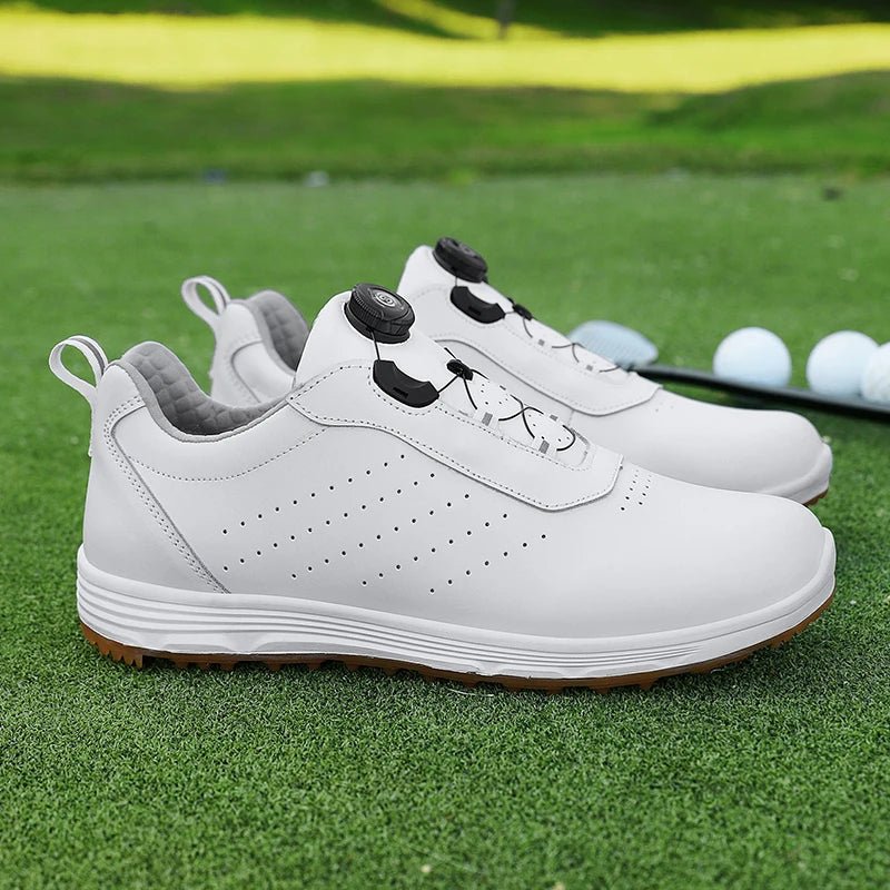 Golf Shoes for Men Brand Luxury Plain White Leather Shoes Black Sports Golf - Allen - Fitness