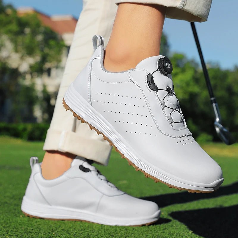 Golf Shoes for Men Brand Luxury Plain White Leather Shoes Black Sports Golf - Allen - Fitness