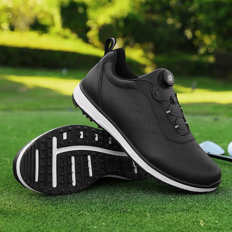 Golf Shoes for Men Brand Luxury Plain White Leather Shoes Black Sports Golf - Allen - Fitness