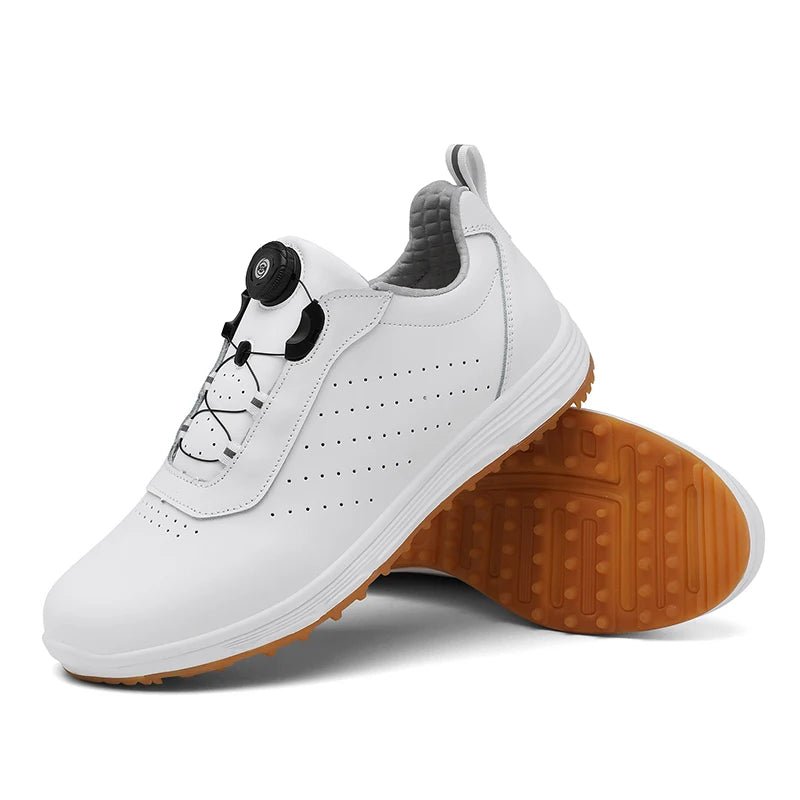 Golf Shoes for Men Brand Luxury Plain White Leather Shoes Black Sports Golf - Allen - Fitness