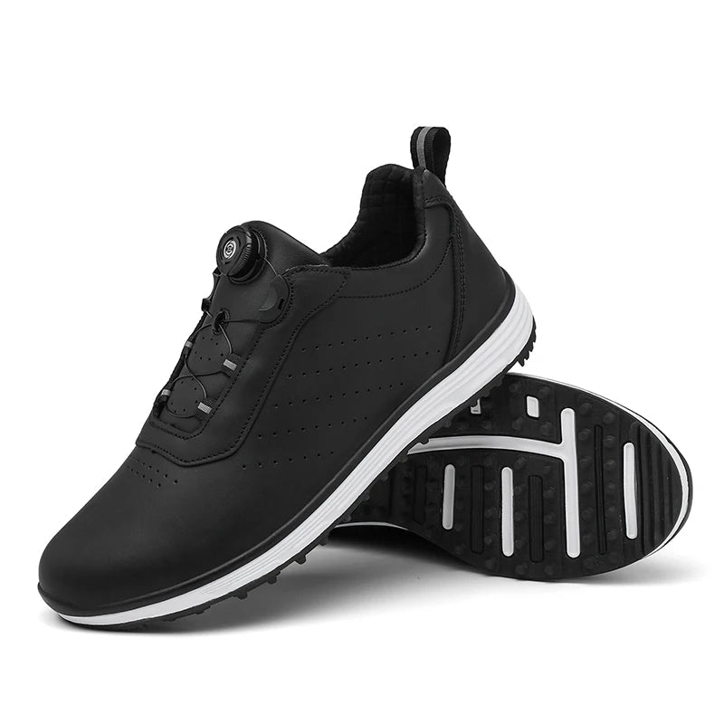 Golf Shoes for Men Brand Luxury Plain White Leather Shoes Black Sports Golf - Allen - Fitness