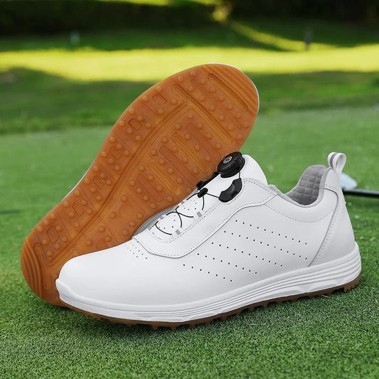 Golf Shoes for Men Brand Luxury Plain White Leather Shoes Black Sports Golf - Allen - Fitness