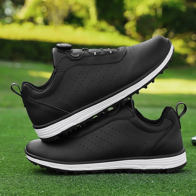 Golf Shoes for Men Brand Luxury Plain White Leather Shoes Black Sports Golf - Allen - Fitness