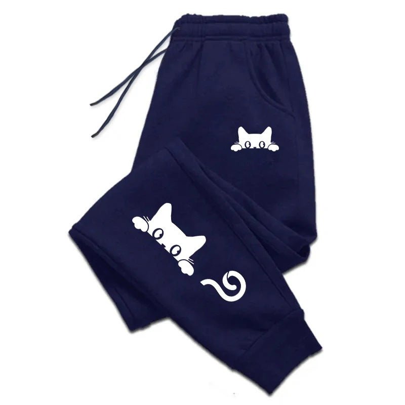 Gothic Cat Print Casual Unisex Sweatpants - Premium Fitness & Activewear