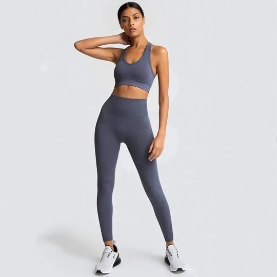 Gym Clothes Set for Women - 2-Piece Push-Up Yoga Bra &amp; High Waist Leggings in 12 Colors - Allen-Fitness