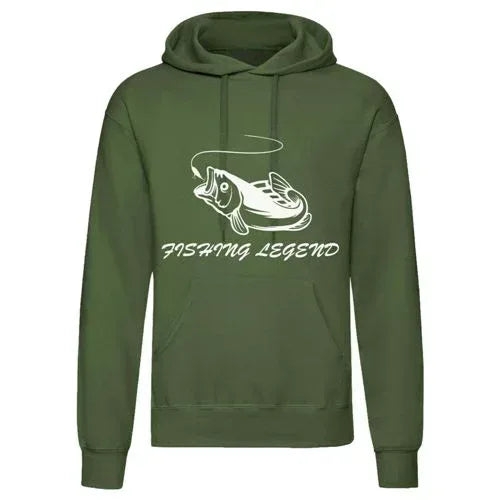 Fishing Legend Hoodie with Comfy Fleece, Lined Hood, Pouch Pocket, and Ribbed Cuffs - Allen-Fitness