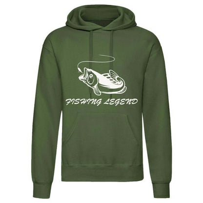 Detail of the Fishing Legend Hoodie showcasing the soft combed inner fleece for maximum comfort.