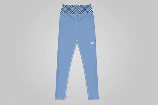 GymBum UK Highland Check Yoga Leggings - Blue - Allen - Fitness